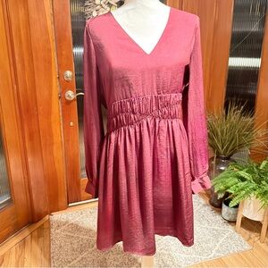 Express Dark Maroon Long Sleeve Dress